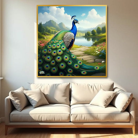 Peacock Vastu Wildlife Wall Canvas Art Painting 