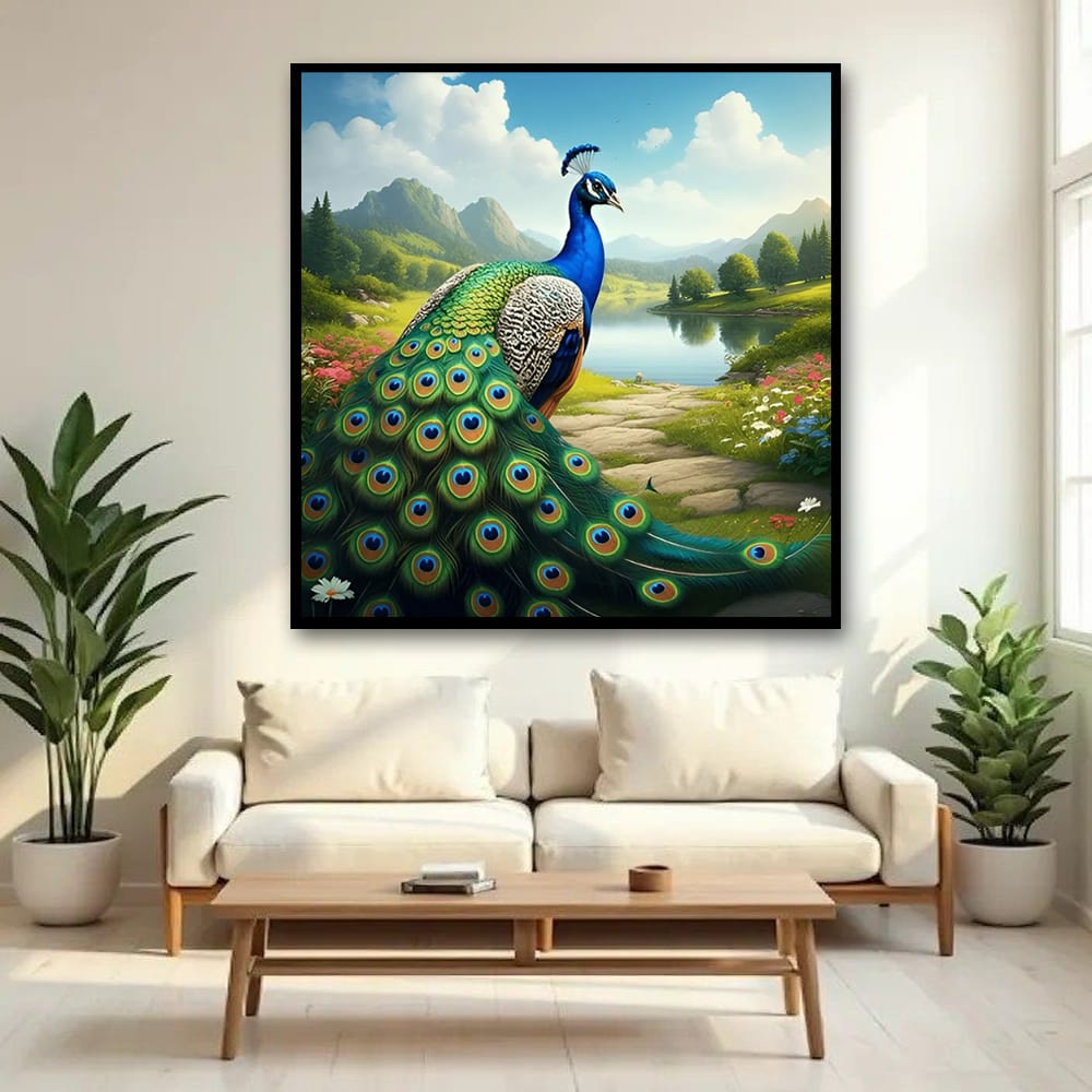Peacock Vastu Wildlife Wall Canvas Art Painting 
