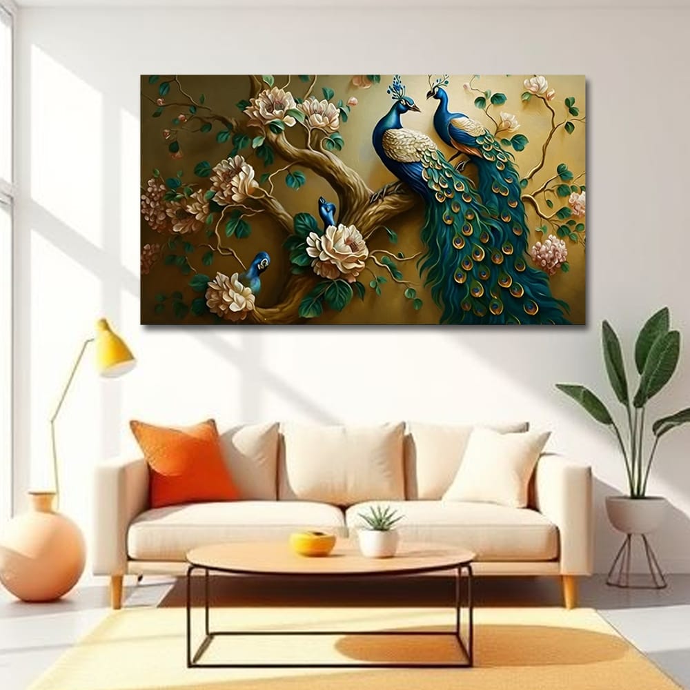 Peacock vastu canvas painting For Home And Hotel Decoration