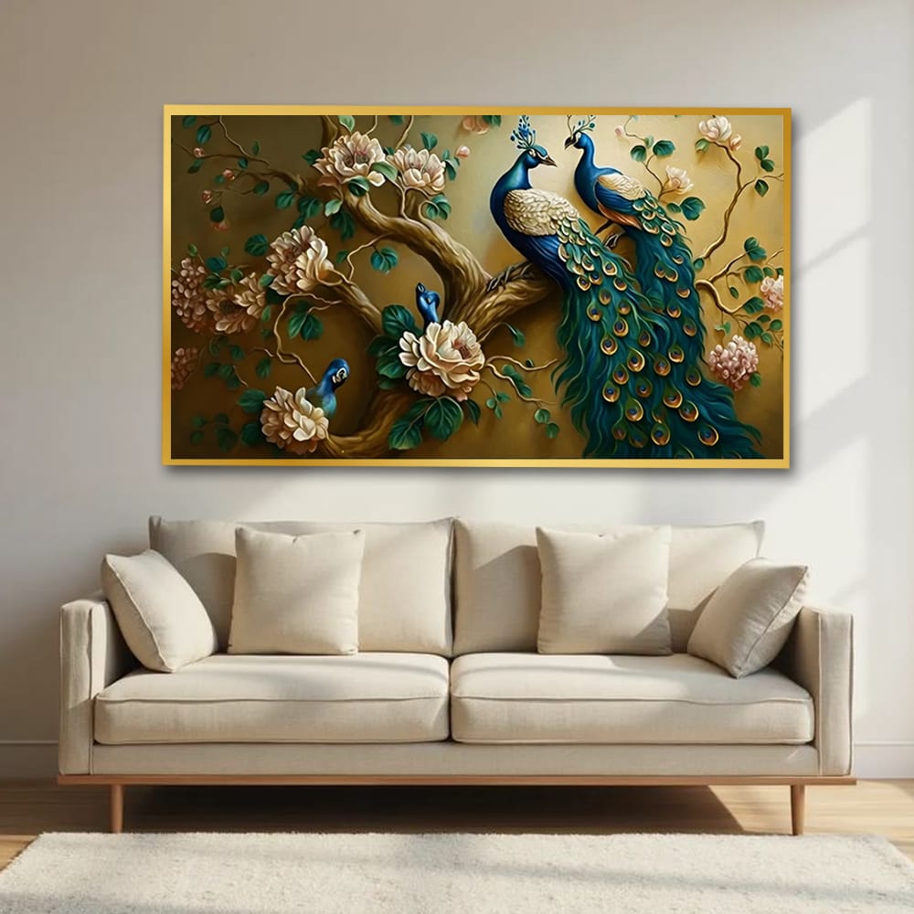 Peacock vastu canvas painting For Home And Hotel Decoration