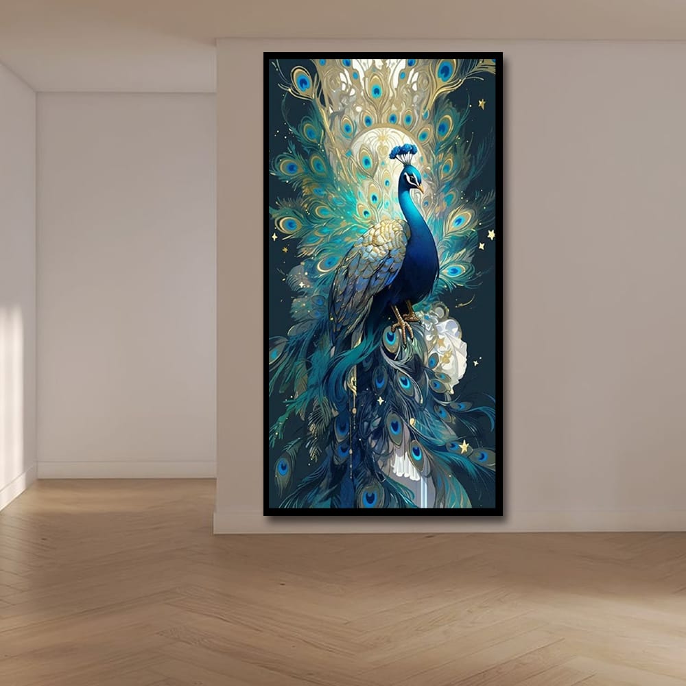 Peacock vastu wall canvas painting For Bedroom And Home Decor