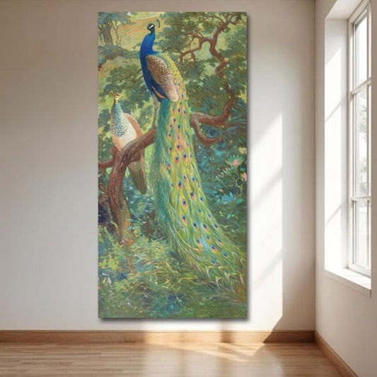 Peacock vastu wall canvas painting For Bedroom And Hotel Decoration
