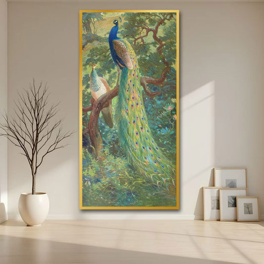 Peacock vastu wall canvas painting For Bedroom And Hotel Decoration