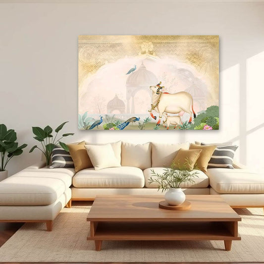 Kamdhenu Cow Pichwai Canvas