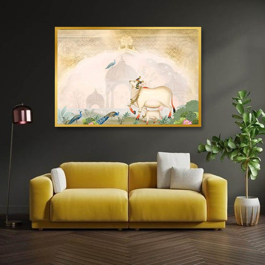 Kamdhenu Cow Pichwai Canvas