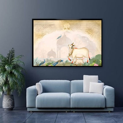 Kamdhenu Cow Pichwai Canvas