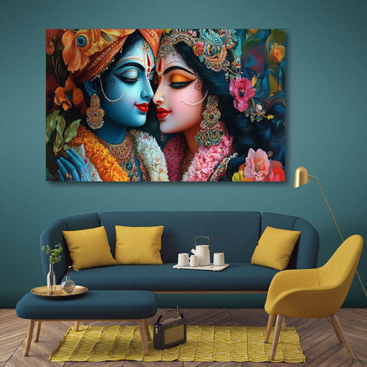 Radha Krishna Canvas Wall Art For Pooja Room