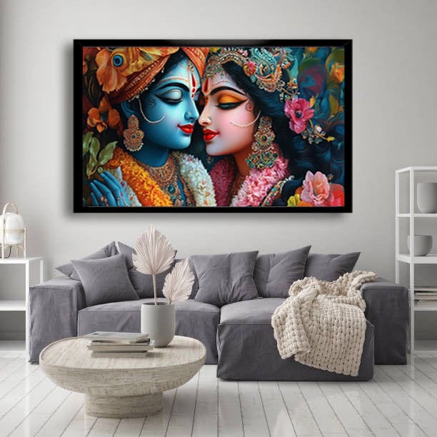 Radha Krishna Canvas Wall Art For Pooja Room