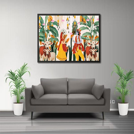 Radha Krishna Canvas Wall Art For Pooja Room