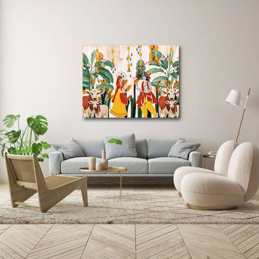 Radha Krishna Canvas Wall Art For Pooja Room