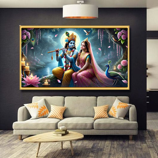 Radha Krishna Canvas Wall Art For Pooja Room