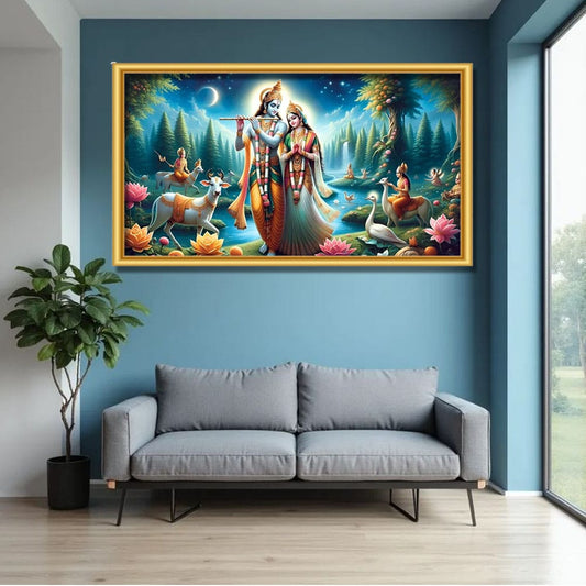 Radha Krishna Canvas Wall Art For Pooja Room