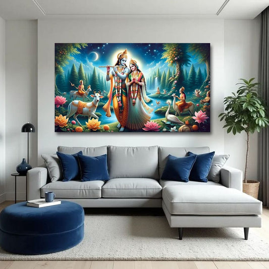 Radha Krishna Canvas Wall Art For Pooja Room
