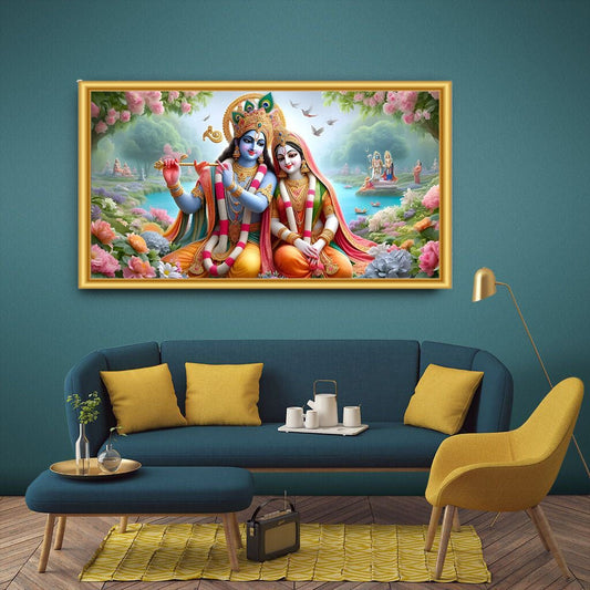 Radha Krishna Canvas Wall Art For Pooja Room