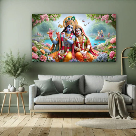 Radha Krishna Canvas Wall Art For Pooja Room