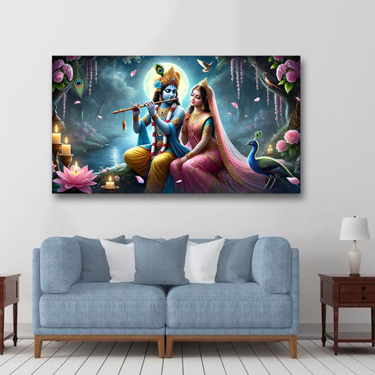Radha Krishna Canvas Wall Art For Pooja Room