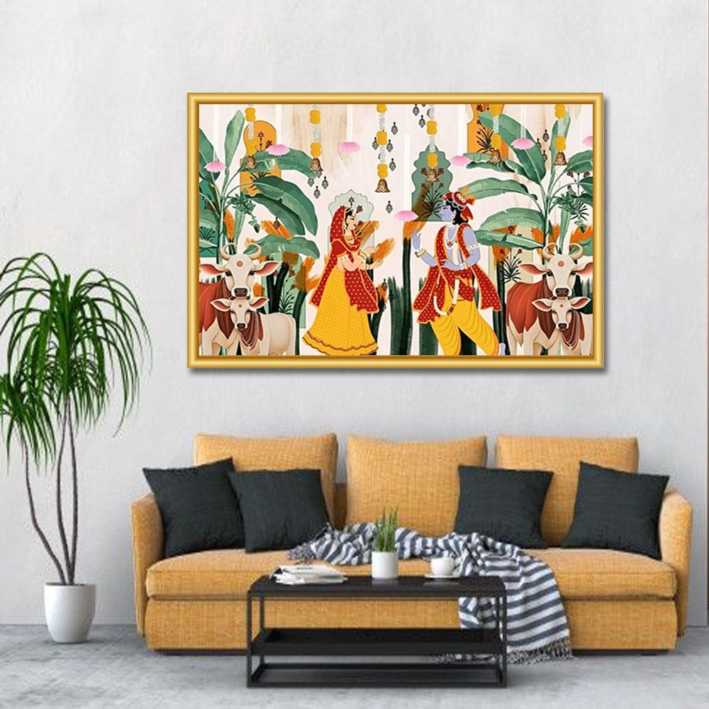 Radha Krishna Canvas Wall Art For Pooja Room