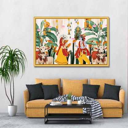 Radha Krishna Canvas Wall Art For Pooja Room