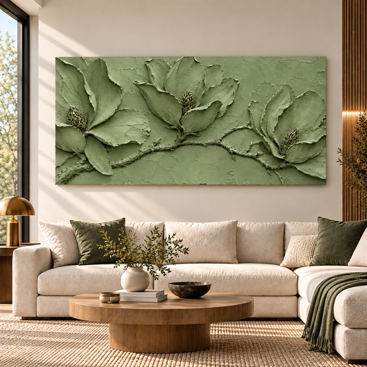 Blue Textured Leaf Relief Wall Art for Modern Luxury Interiors