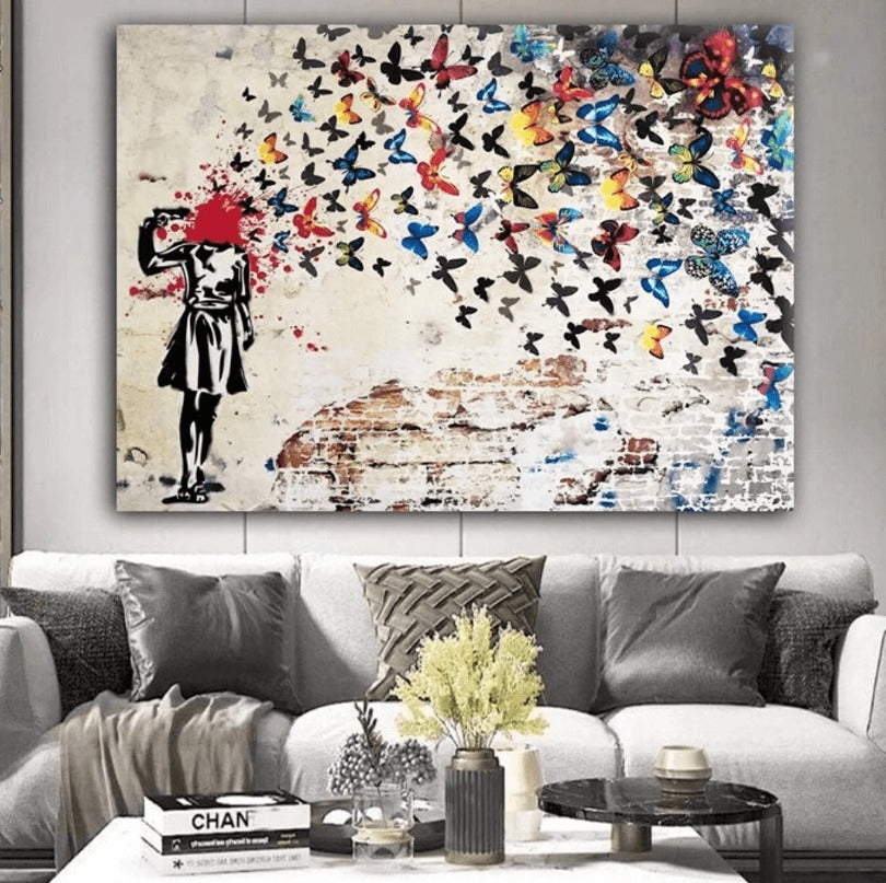 Headshot Butterfly Canvas Wall Art Painting