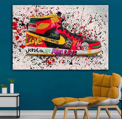 Nike Air Jordan 1 - Red Graffiti canvas wall art painting