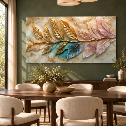 Luxury Gold Leaf Abstract Canvas Painting for Modern Home Decor