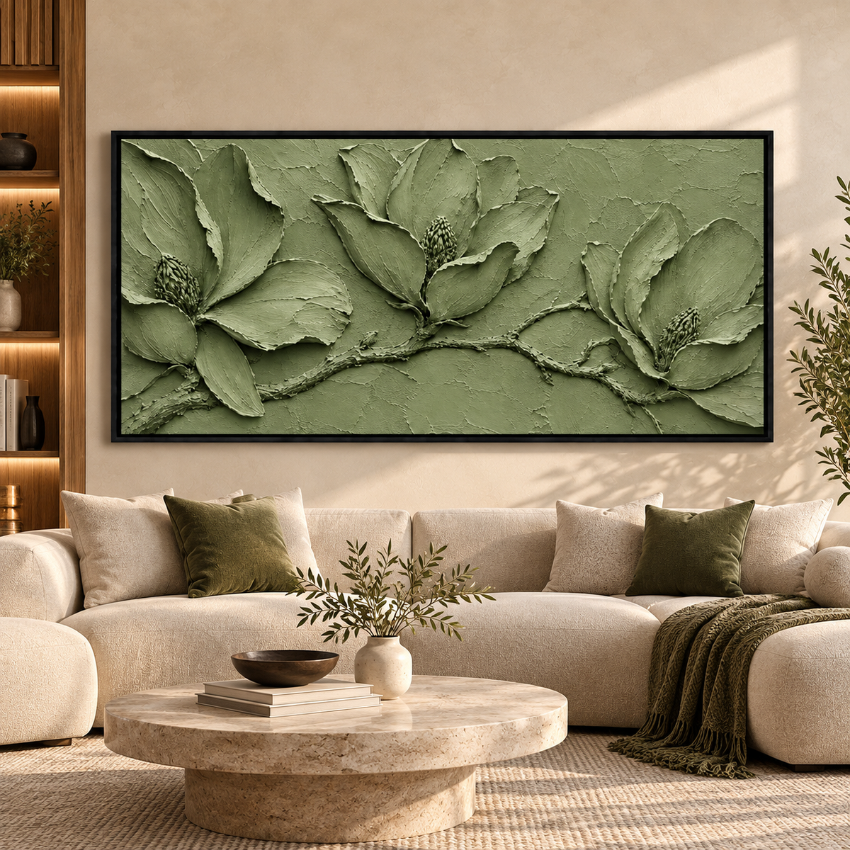 Blue Textured Leaf Relief Wall Art for Modern Luxury Interiors