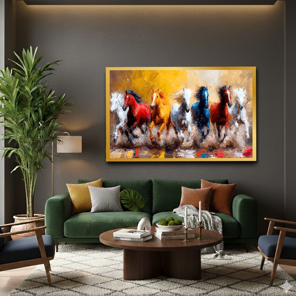 Seven Running Horses Vastu Canvas Wall Art for Home