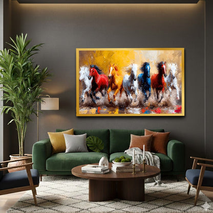 Seven Running Horses Vastu Canvas Wall Art for Home