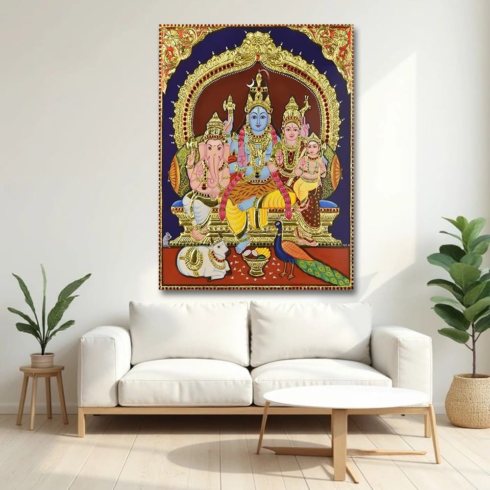 Shivji Tanjore Wall Canvas Painting For Bedroom And Living Room Decor