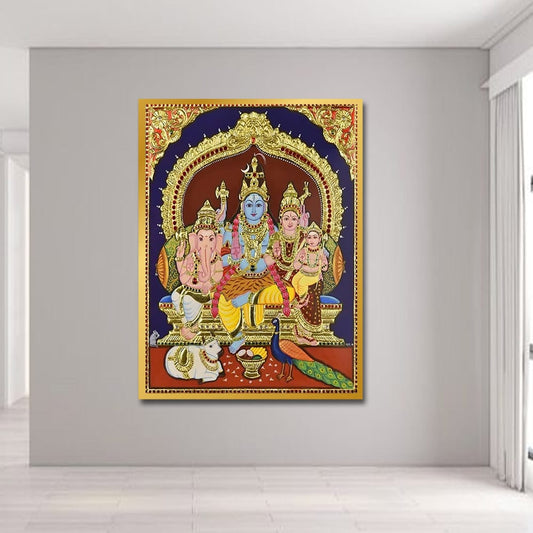 Shivji Tanjore Wall Canvas Painting For Bedroom And Living Room Decor