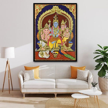 Shivji Tanjore Wall Canvas Painting For Bedroom And Living Room Decor