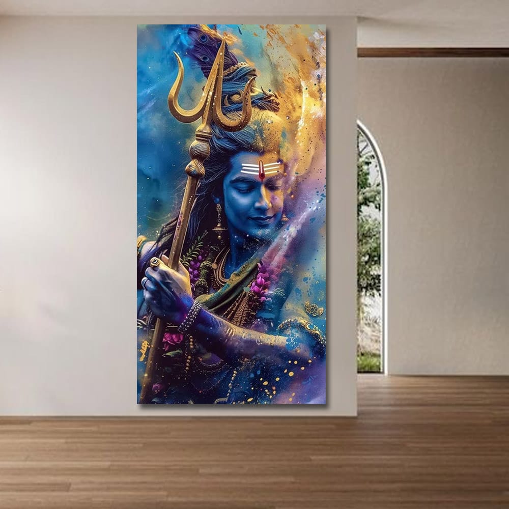 Shivji Spritual Wall Canvas Painting For Bedroom And Living Room Decor