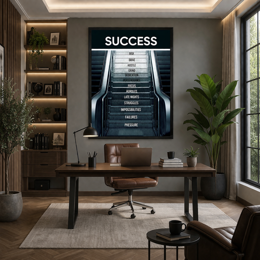 Success Stairs Canvas Wall Art – Motivational Climb to Achieve Victory