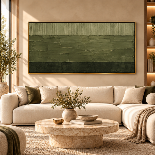 Olive Green Textured Abstract Wall Art for Modern Luxury Interiors