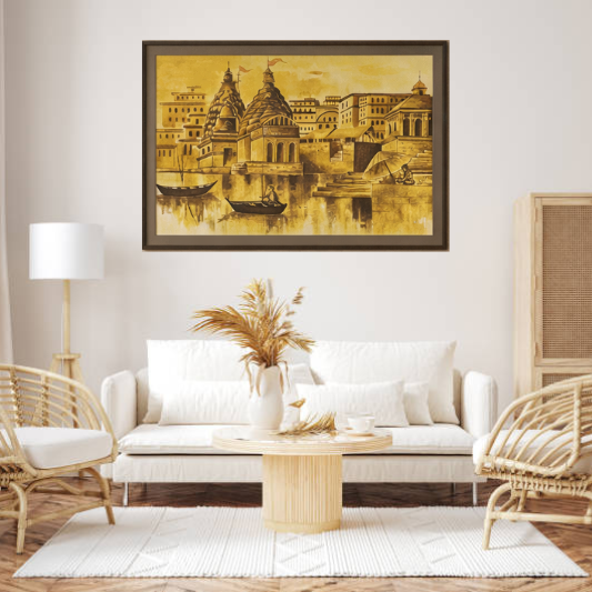 Varanasi River Scene Hand Crafted Painting