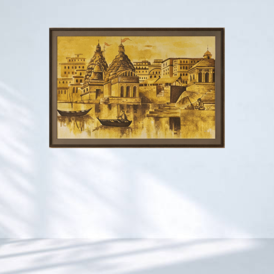 Varanasi River Scene Hand Crafted Painting