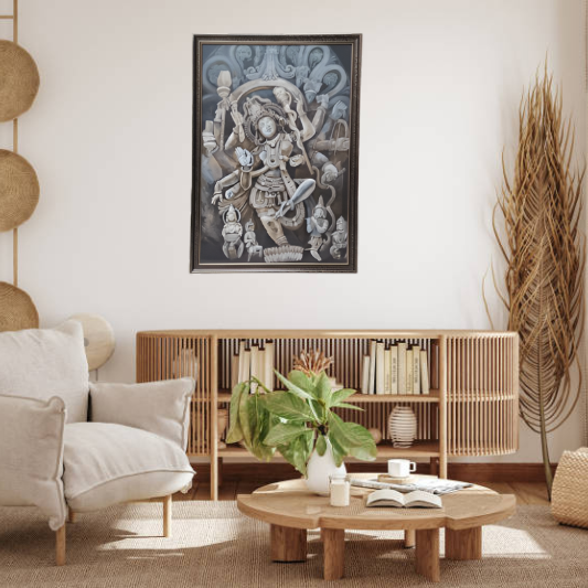 Ancient Deity Relief Handcrafted Wall Art Painting