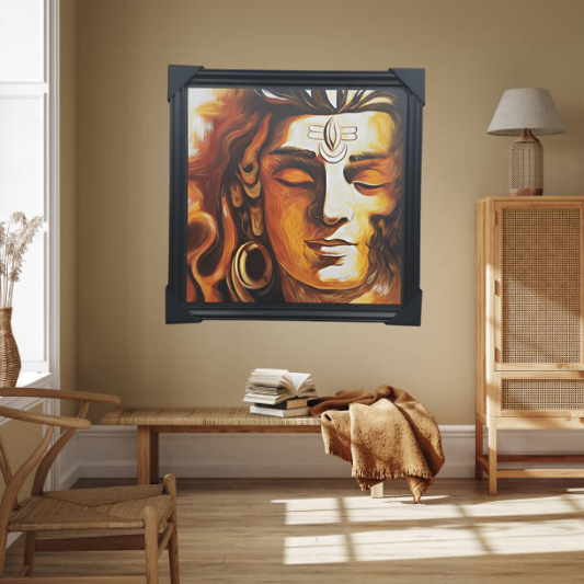 Vibrant Shiv ji Meditative Hand Painting Wall Art