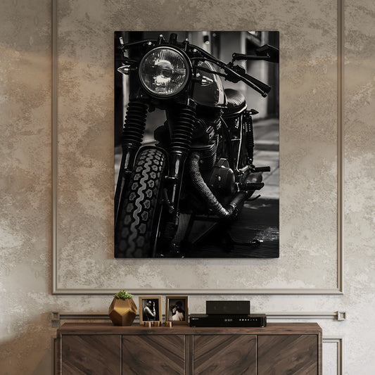 Vintage Black And White Bike Canvas Wall Art Painting