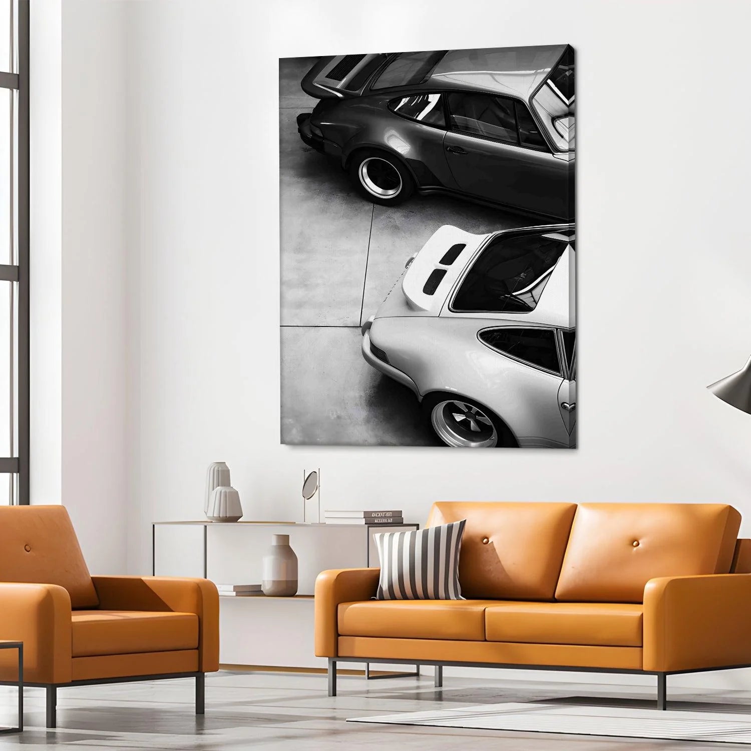 Vintage Black And White Car Canvas Wall Art Painting For Bedroom And Living Room