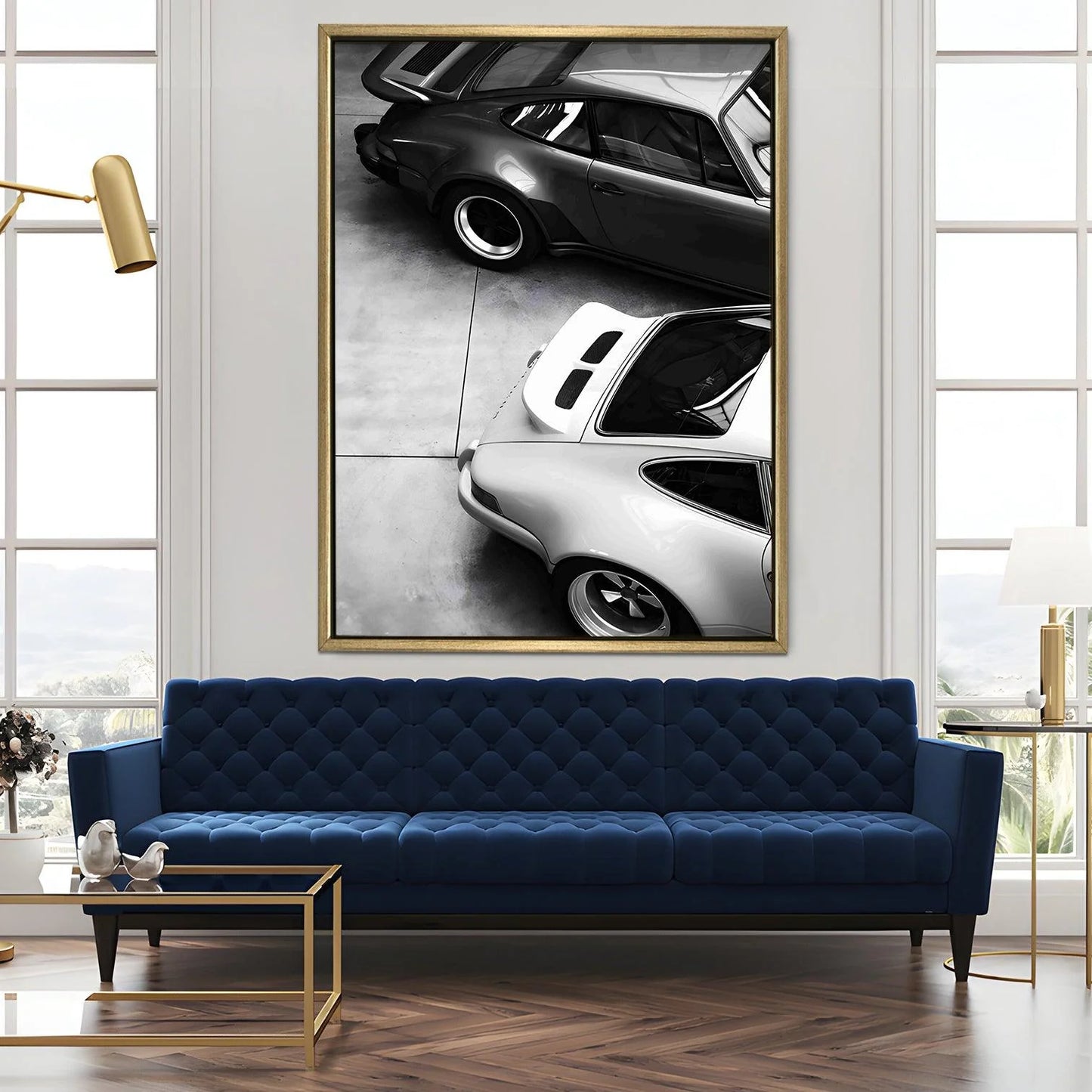 Vintage Black And White Car Canvas Wall Art Painting For Bedroom And Living Room