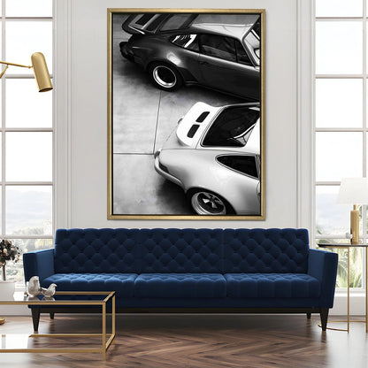 Vintage Black And White Car Canvas Wall Art Painting For Bedroom And Living Room