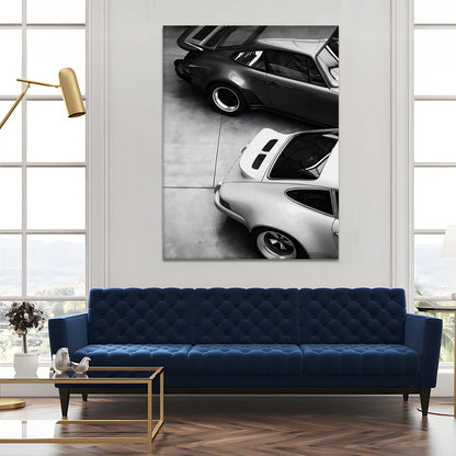 Vintage Black And White Car Canvas Wall Art Painting For Bedroom And Living Room