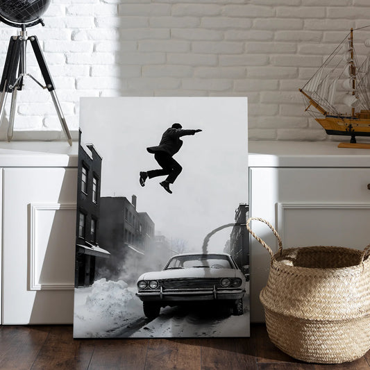Vintage Black And White Cars Canvas Wall Art 