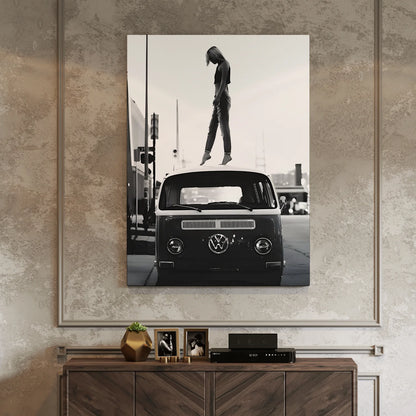 Vintage Black And White Cars Canvas Wall Art Painting