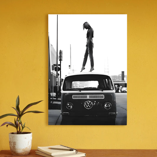 Vintage Black And White Cars Canvas Wall Art Painting