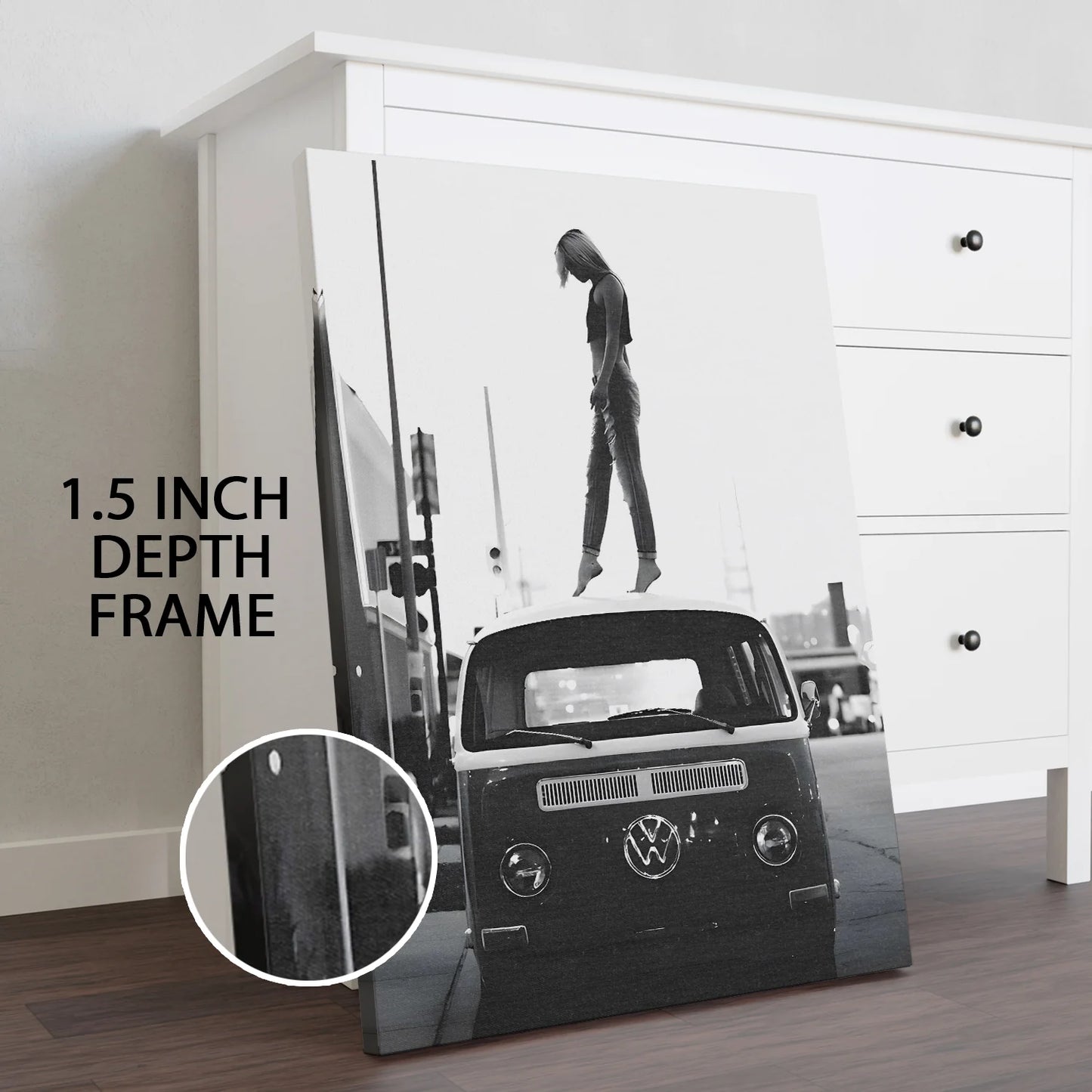 Vintage Black And White Cars Canvas Wall Art Painting