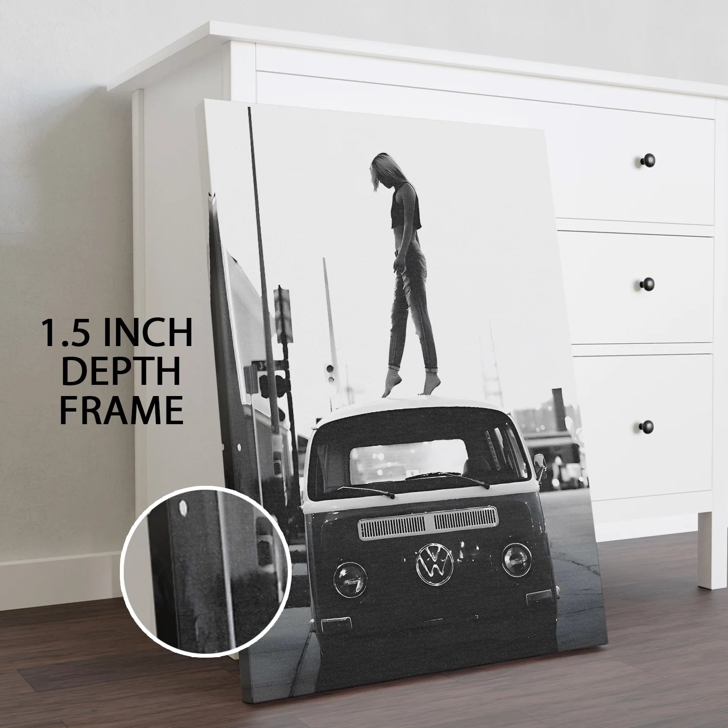 Vintage Black And White Cars Canvas Wall Art Painting