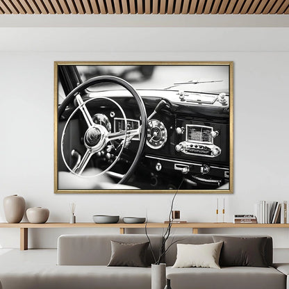 Vintage Black And White Cars Canvas Wall Art Painting For Home 